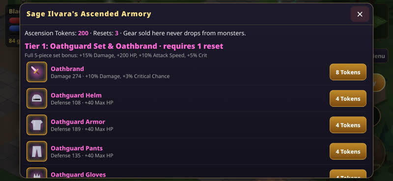 Ascended Armory shop